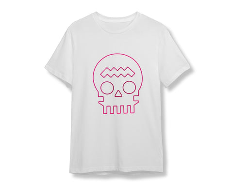 White ZⓈONAMACO unisex t-shirt with pink skull  