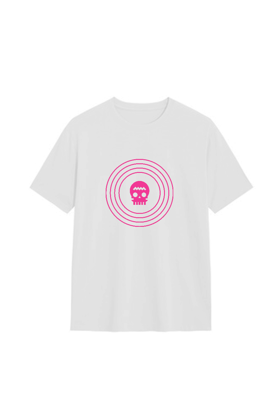 Playera ZⓈONAMACO unisex blanca con calavera rosa